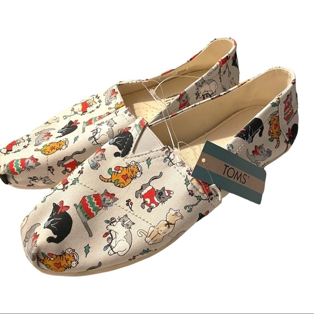 Toms Christmas Cats Festive‎ Holiday 6 Shoes